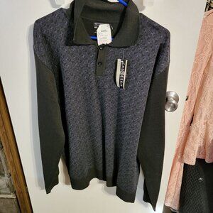 NWT MENS CHERESKIN BLACK & NAVY PULLOVER SWEATER SZ XL